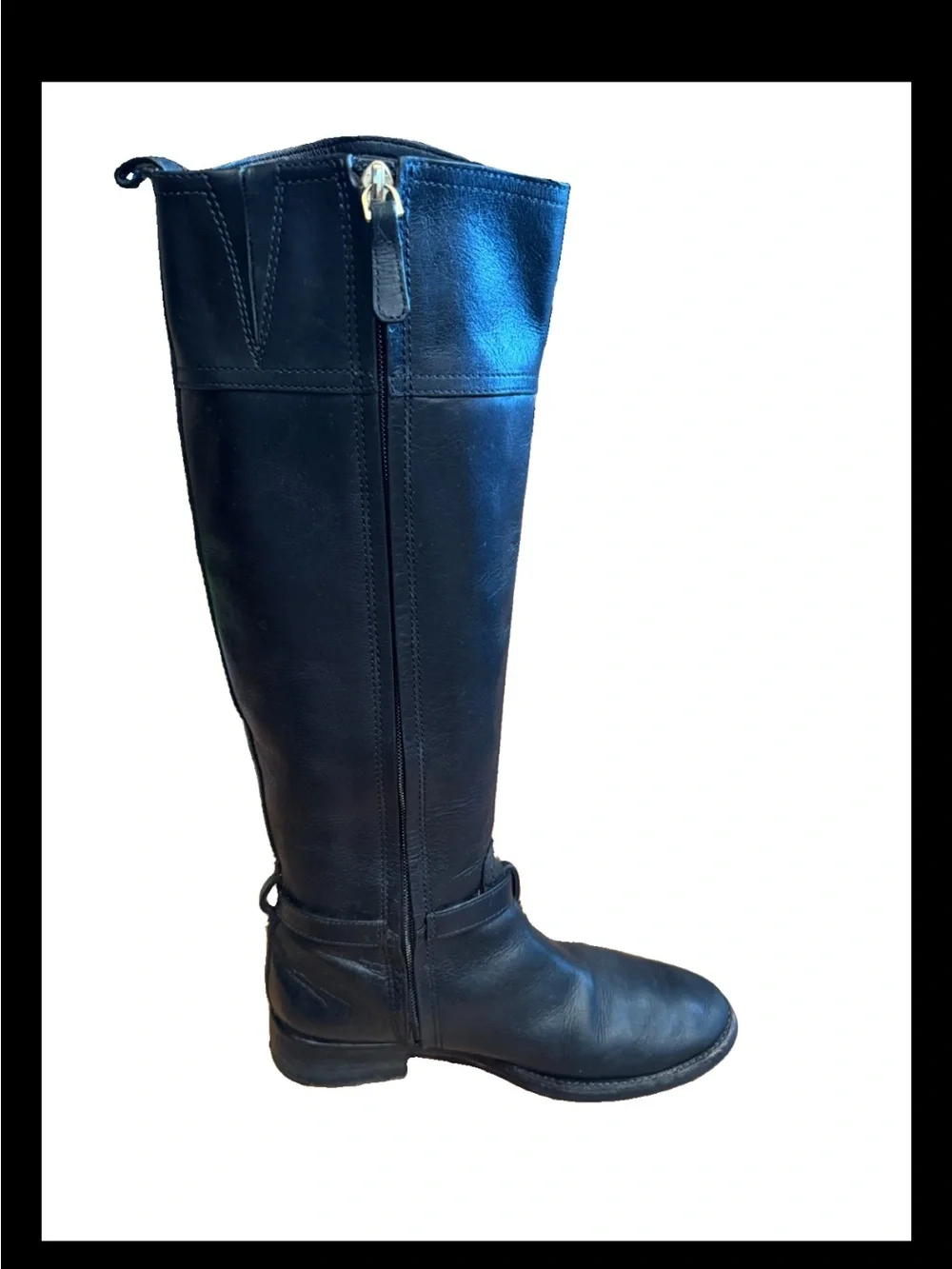 Tory Burch Marlene Equestrian Riding Boots Women Black Leather Knee High Sz 6.5